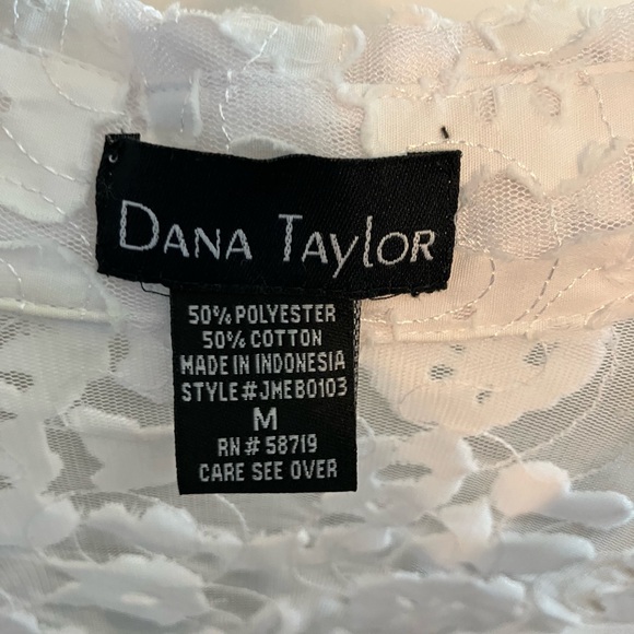 Dana Taylor White Floral Lace Button-Front Shirt - Picture 2 of 4